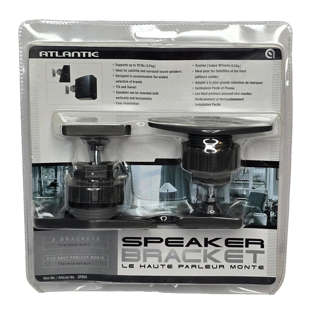 ATLANTIC SPEAKER BRACKETS 2 PACK TILT SWIVEL HORIZONTAL VERTICAL MOUNT SPB03 NEW